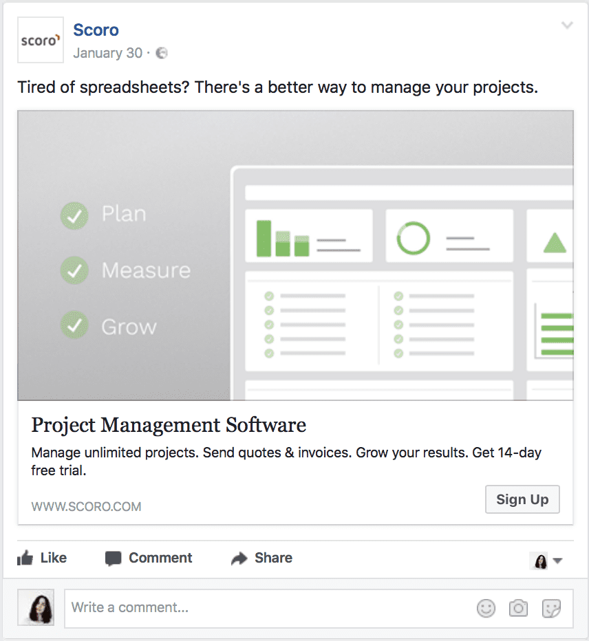 saas facebook ad