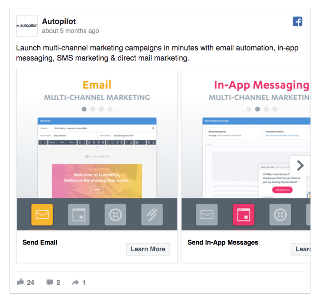 autopilot Facebook ad example