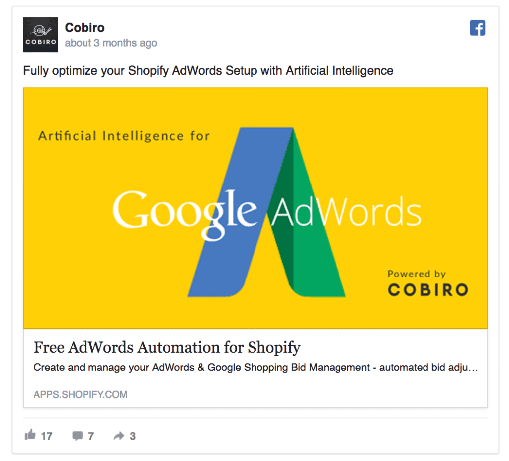 cobiro facebook ad example