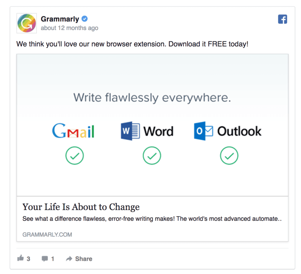 grammarly facebook ad