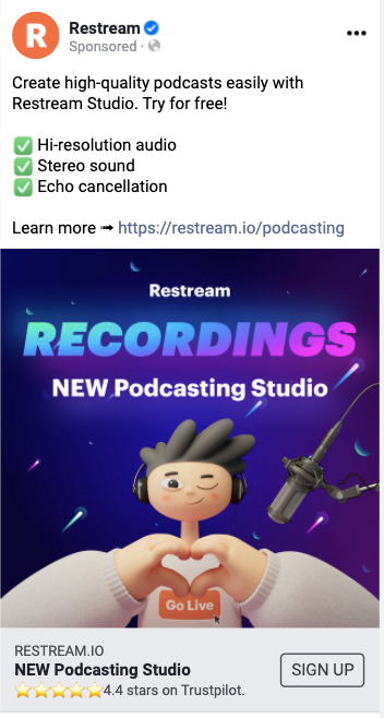 restream facebook ad example