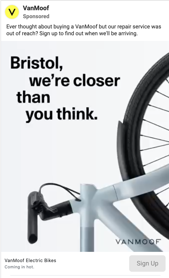 van moof facebook ad example