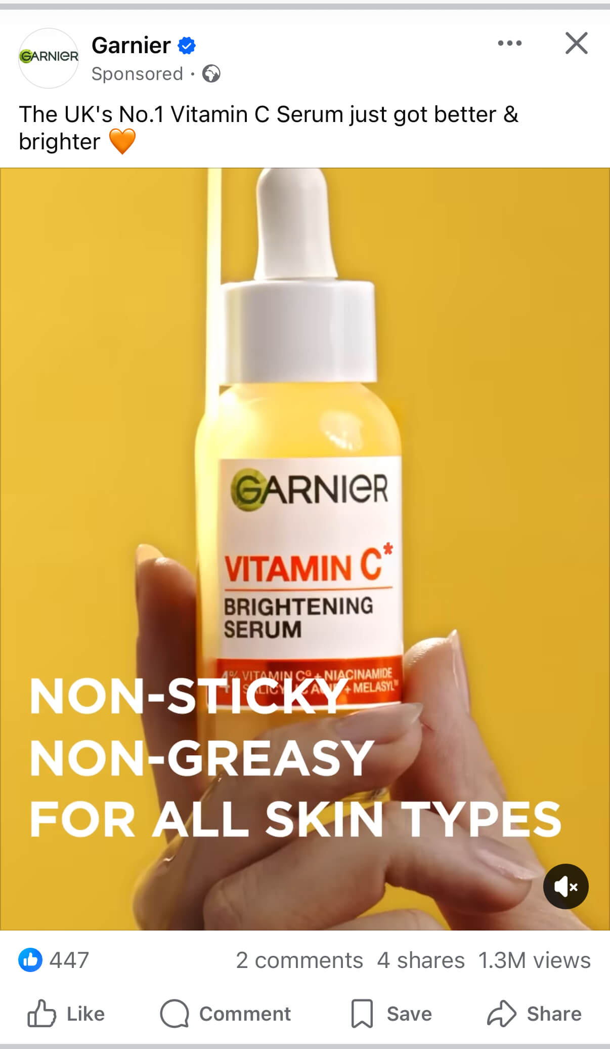 garnier facebook ad example