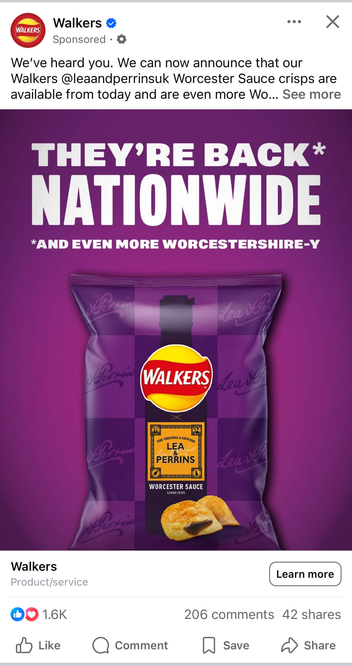 snacks facebook ad example
